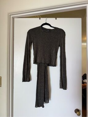 Shimmery Long Sleeve Metallic Crop Top and pants Zara